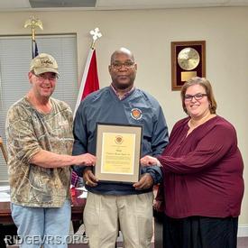 Left to Right: RVRS President Brian Windsor, MSFA Executive Committee Member Randy Smith, and RVRS Chief Christy Leach